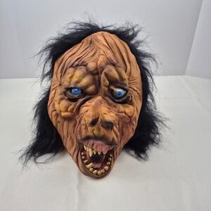 Vtg Halloween Mask Pig Ghoul Monster Latex Hair Blue‎ Eyes Sri Lanka 80s 90s